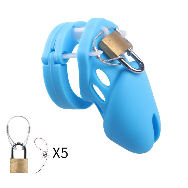 7 Colors Silicone Male Chastity Device Cock Cage Sex Toys With 5 Penis Ring Prevent Breaking Free Standard Short Cages Sex