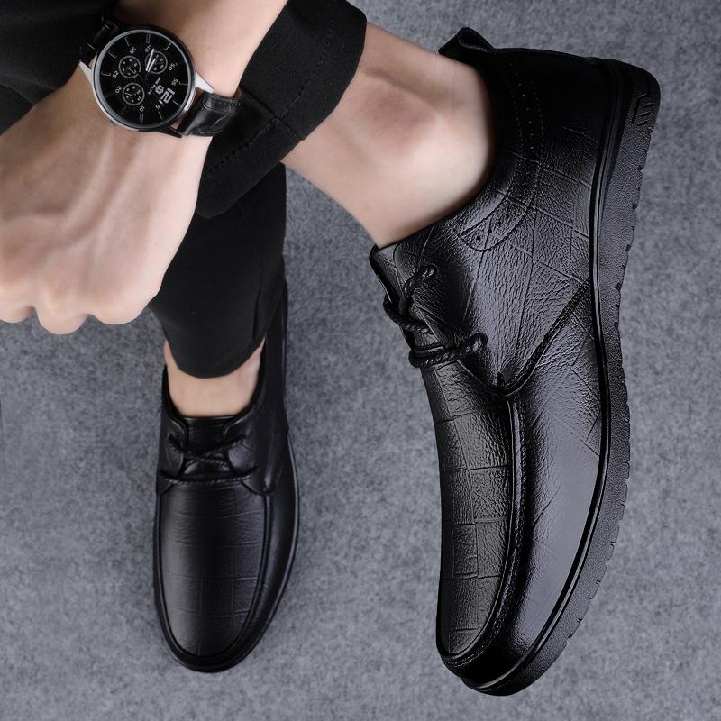 Fashion Men's Lace-Up Shoes 2025 New Classic Men's Casual Flats All-match Business Leather Shoes Men's Lace Up Comfortable Oxford Shoes