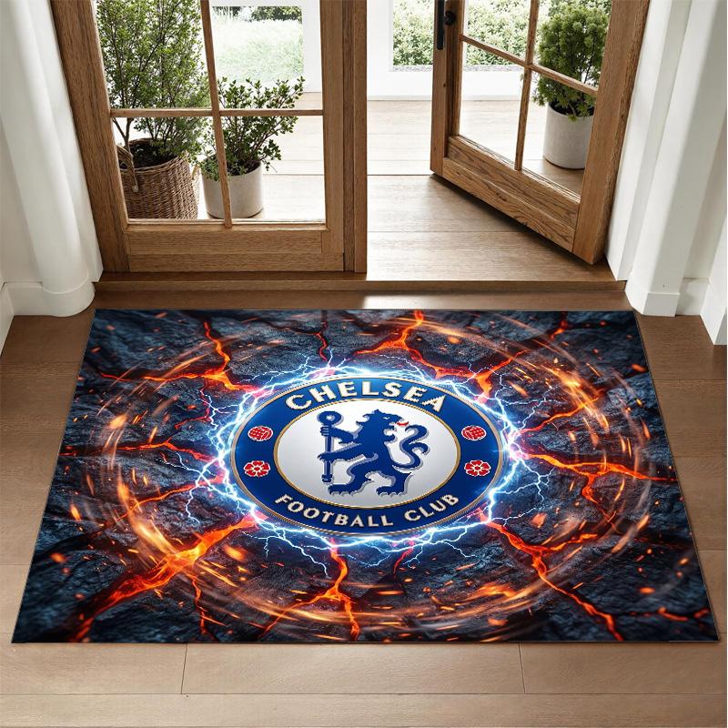 Chelsea FC Design Crystal Velvet Rug Soft Decorative Mat for Bedroom Entrance