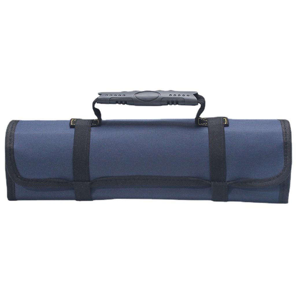 Roll Up Tool Bag Oxford Cloth Multi Pocket Thickened Handle Zipper Tool Bag For Electrician Blue