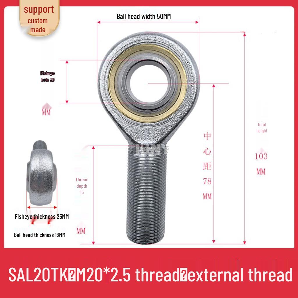 Spherical Plain Bearings: Universal Joint Ball Joint Rod End, Internal SI, External SA, Sizes 5-40