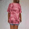 Spring and Summer New Women's Tie-dyed Printed Rope Casual and Fashionable Short-sleeved T-shirt