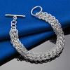 Elegant 925 sterling silver 8-inch exquisite woven bracelet, fashionable men's and women's wedding party jewelry accessories