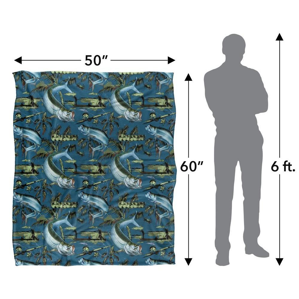 JQ Licensing Jl-Jp-Jq Silky Tiki Flower Fishing Supersoft Blanket