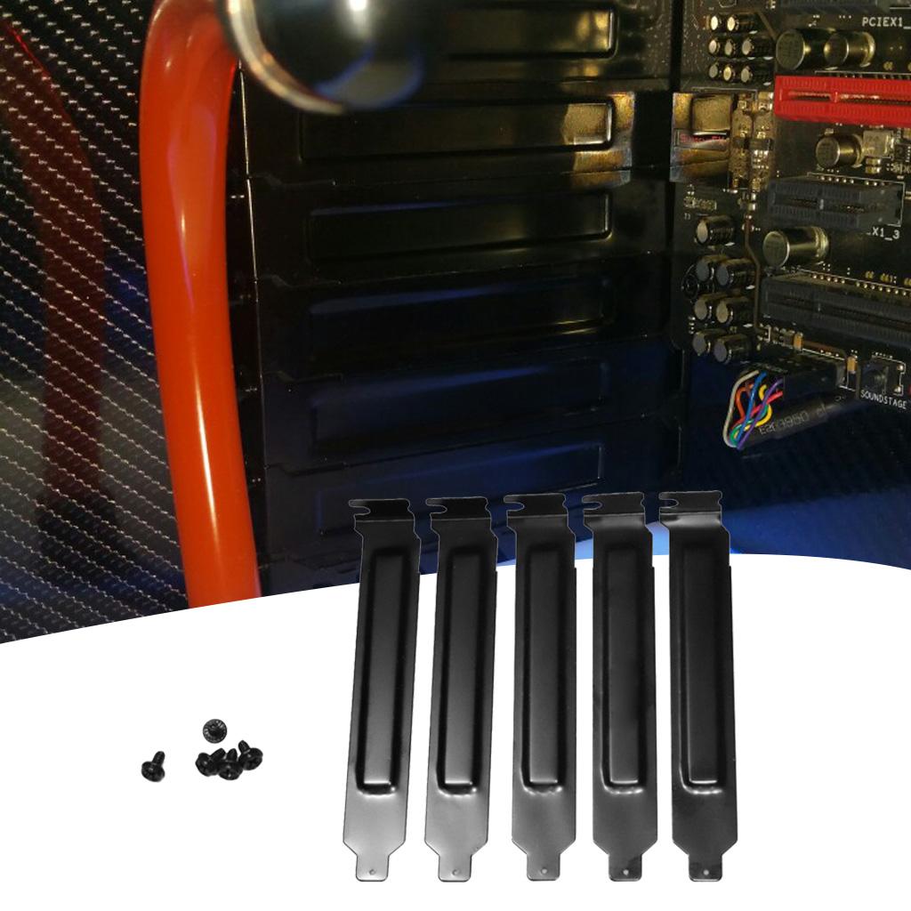 5pcs Black PCI Slot Cover Hard Steel Dust Filter Blanking Plate Vented Slot Covers for Computer Cases with Screws
