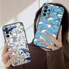 Cartoon Blue Shark For Samsung A03 Core A 04 05 06 12 14 15 16 22 23 Galaxy A25 26 4G 34 35 52 53 56 71 73 90 5G soft phone case
