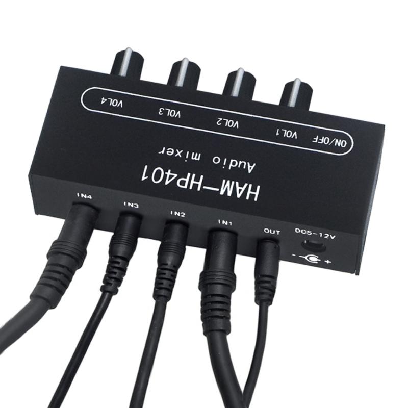 HP401 Stereo Auditory Mixer Distributor Signal Selector 4 Input 1 Output 3.5MM Individually Control Headphones Amplifier