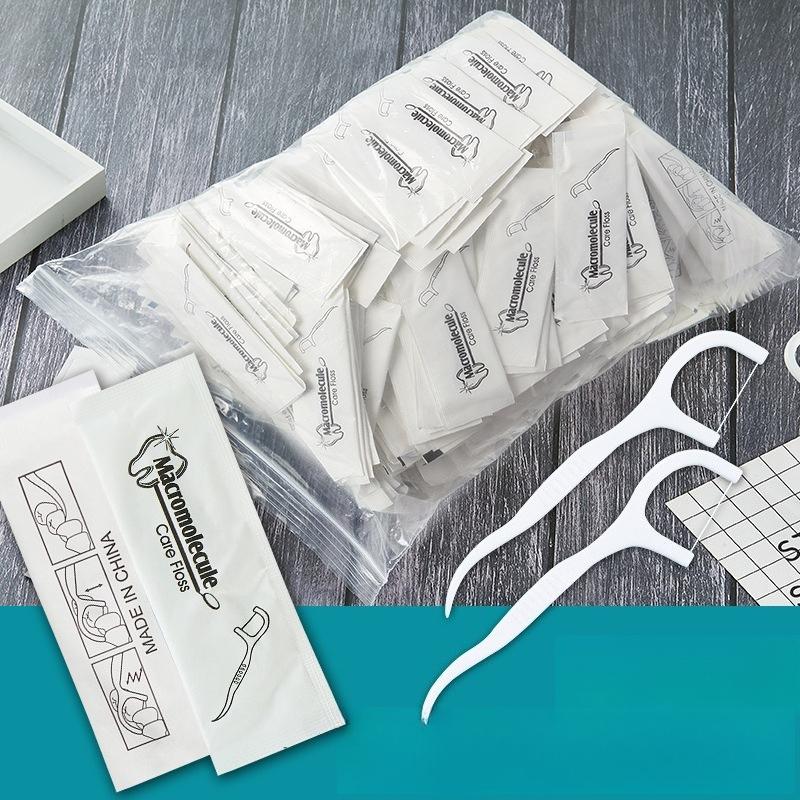 

500pcs Dental Floss Individual Package For Hotel Catering Hospital Disposable Floss Stick Toothpick Floss белый