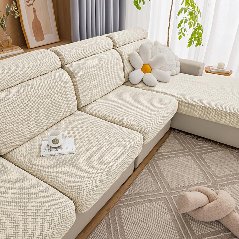 Jacquard Sofa Seat Cushion Covers Elastic Solid Color Couch Covers For Sofa Removable Sofa Covers Chaise Lounge Living Room