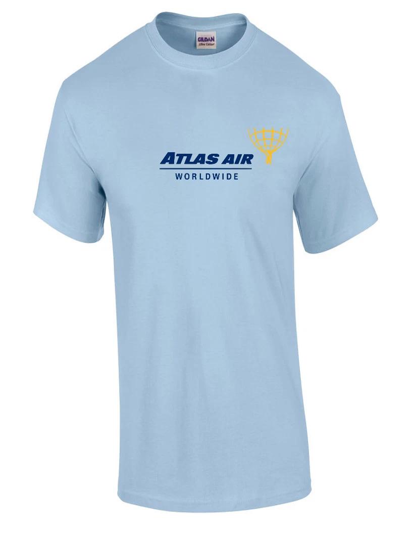 

Atlas Air Blue Yellow Logo US Airline Light Blue Cotton T-Shirt S-5XL S