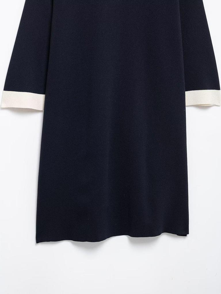 2025 Spring Women's European & American Style Golden Button Knitted Short Dress