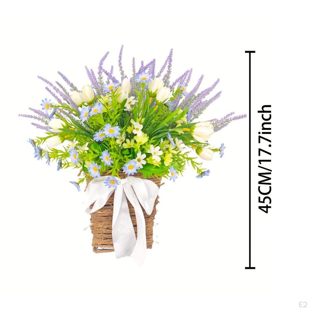 Türhänger Korb Kranz Hängeornament Frühling für Vorne Künstliche Blumen Wand