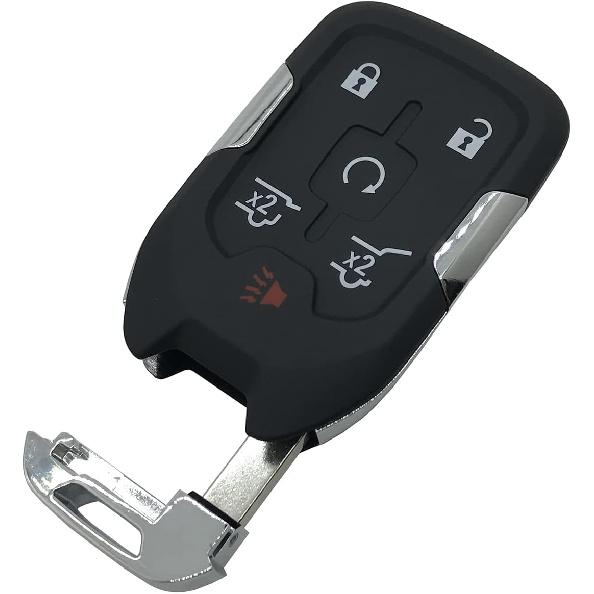 Replacement Key Fob Cover Case fit for Chevy Suburban Tahoe 2015 2016 2017 2018   GMC Yukon Keyless Entry Smart Remote Key Fob Shell (Black)