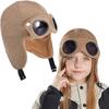 Buckle Children Glasses Hat Ear Cap Kids Knitted Beanies Cute Warm Cap With Goggles Outdoor