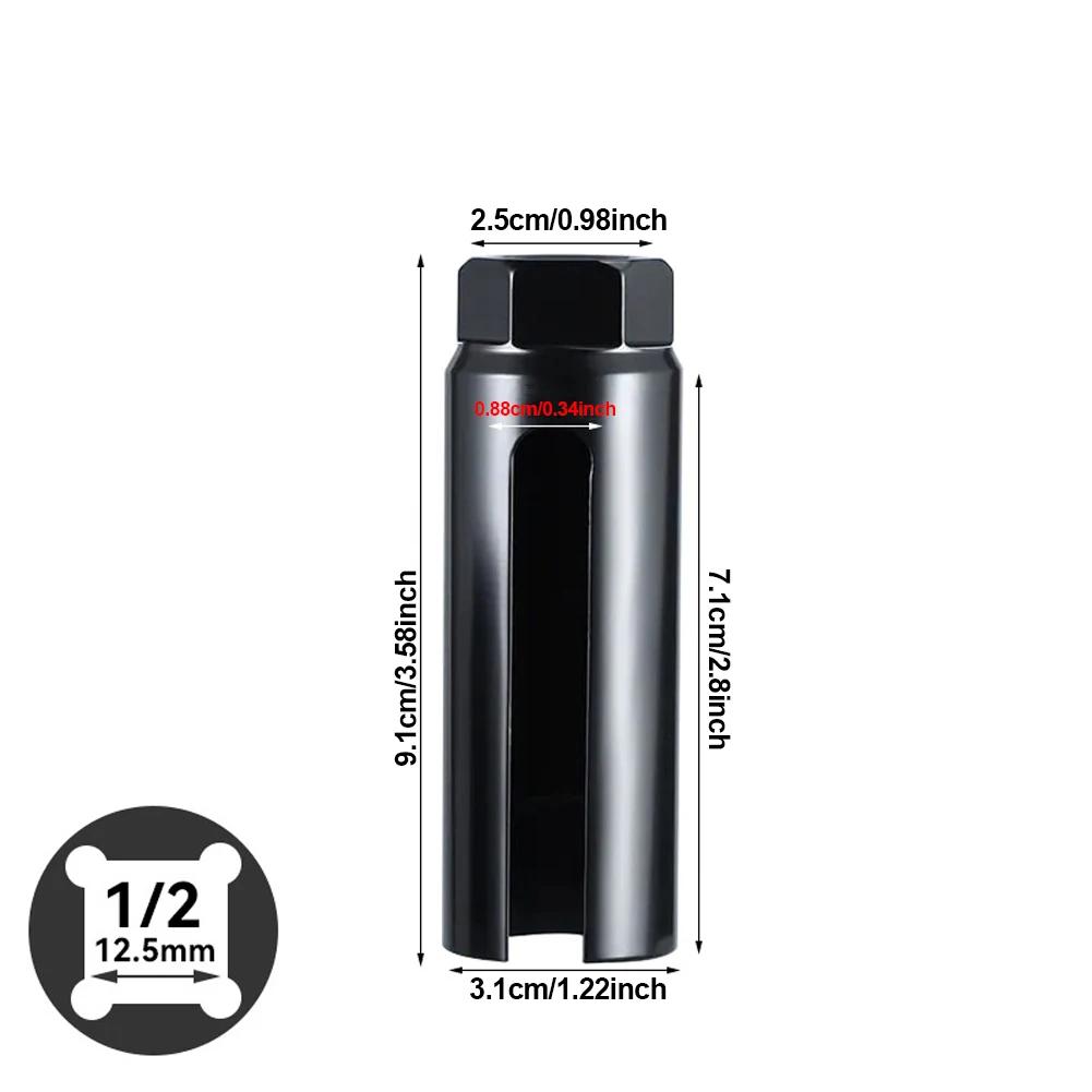 22mm kyslíková kyslíková vakuová lambda sonda, demontážní objímka, černá, úzká ústí, sada autonářadí, 1/2" pohon, 8mm drážka, CR-V ocel