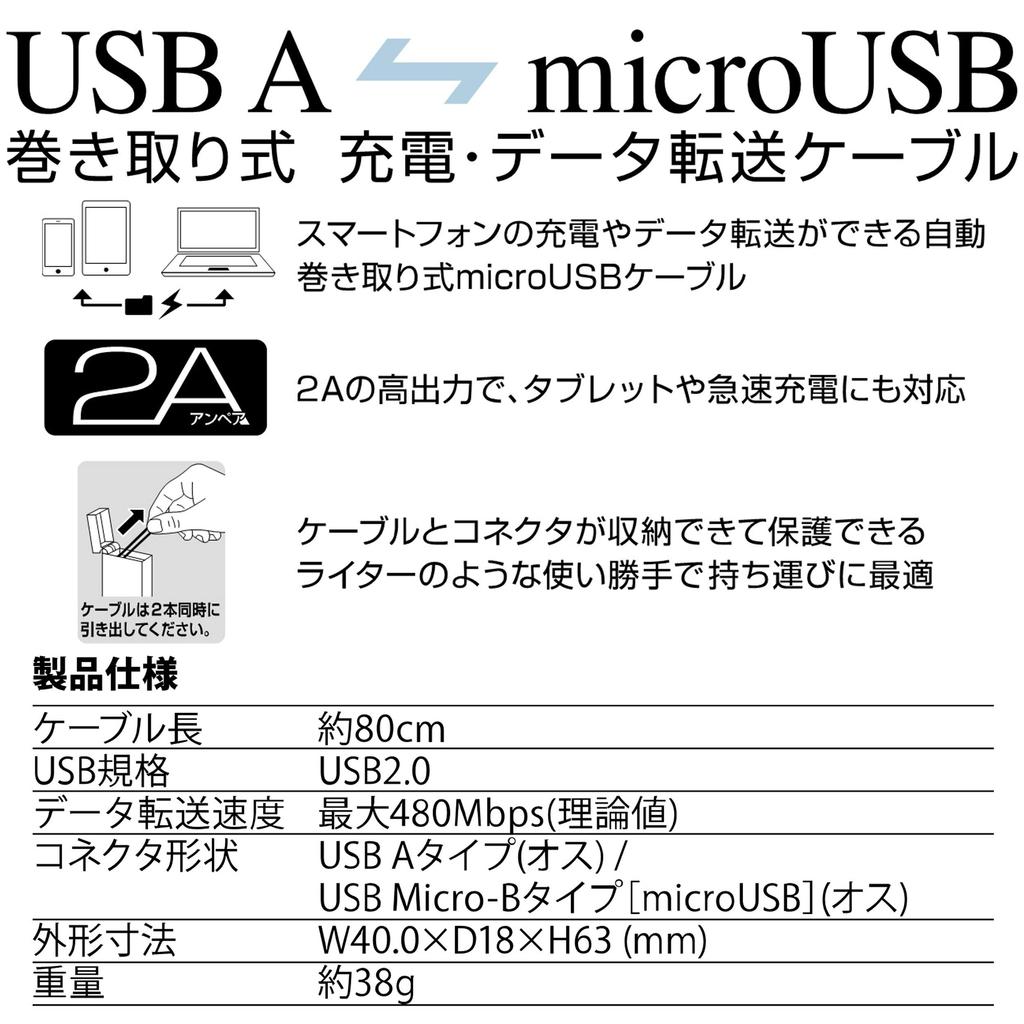 Green House Micro USB Charging and Data Transfer for Easy Storage and Portable Use Cable, White, GH-UCRMBR-WH,
