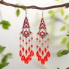 New Bohemian Rhinestone Water Drop Earrings for Women Ethnic Long Crystal Tassel Earring Party Vacation Jewelry