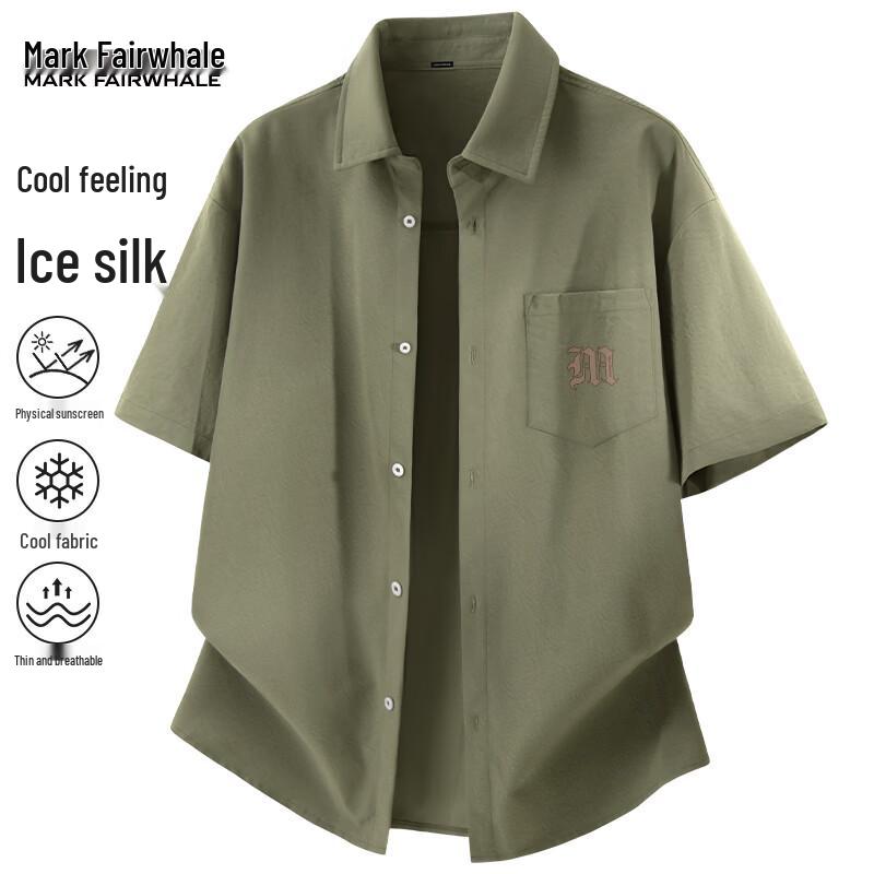 Mark Fairwhale Men's Retro Ice Silk Short Sleeve Shirt