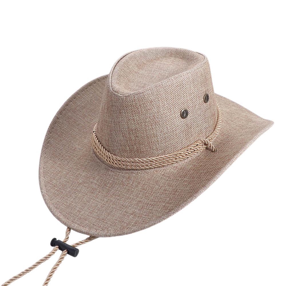 Vintage Linen Western Cowboy Hat Wide Brim Climbing Hat Summer Sun Hat Sun Protection Cap Beach Cap Beach Sunscreen Cap Holiday