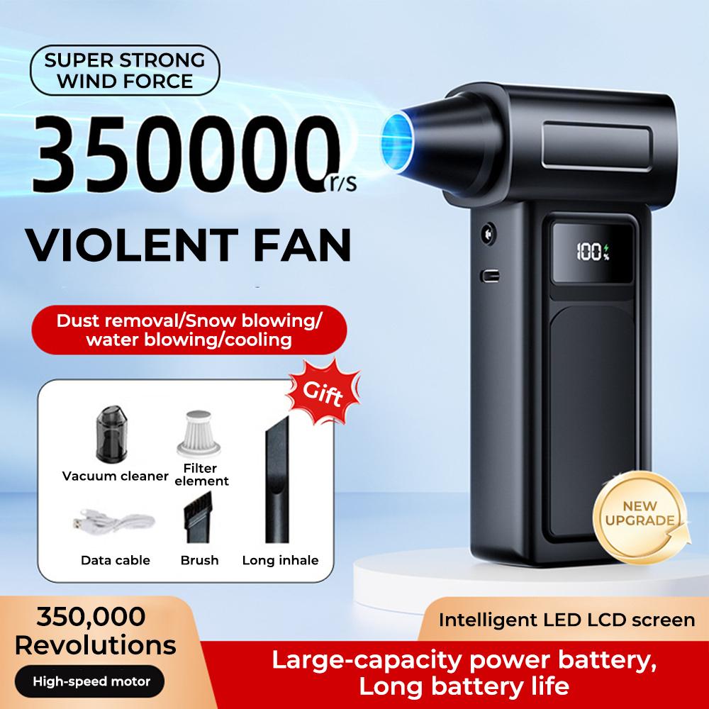 Turbo Jet Fan 350000 RPM Turbofan, Brushless Motor, Powerful Built In Two 21700 Batteries