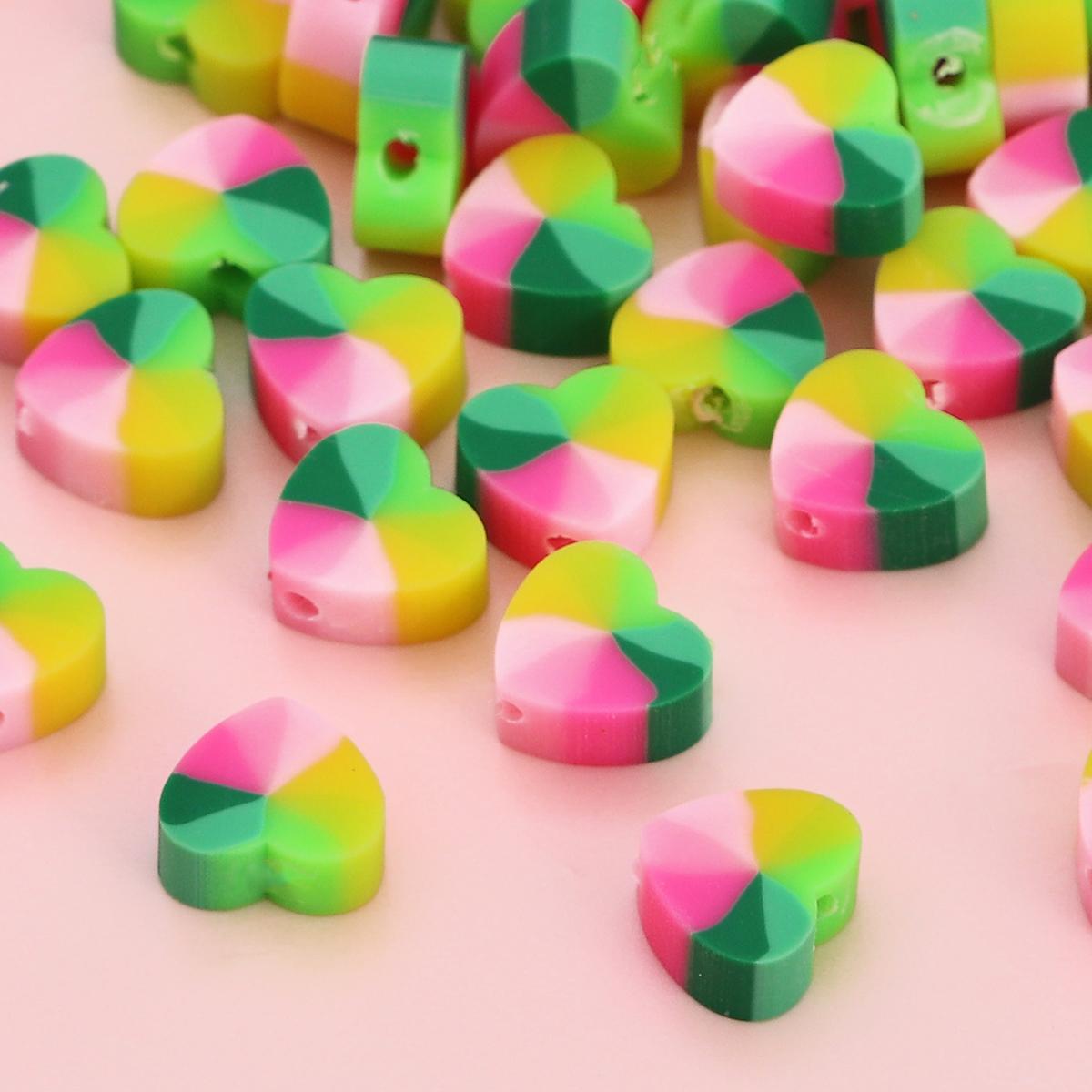 

30 шт. 9*10 мм разноцветные бусины в форме сердца, свободные бусины из полимерной глины для изготовления ювелирных изделий, браслет, ожерелье, серьги about 9*10mm 30pcs