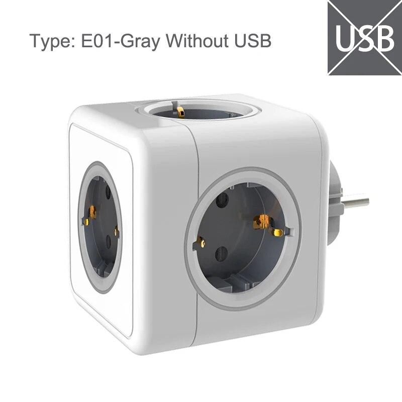 MASSFA Multi EU Power Strip Electrical Plug Cube Multiple Extension Socket with 5 AC Outlets 3680W Adapter for Home Office