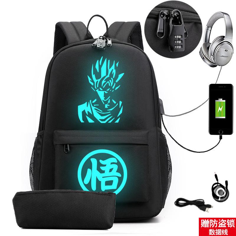 Usb Large Capacity Leisure Travel Backpack Animation Printing Luminous Schoolbag Student Pencil Case