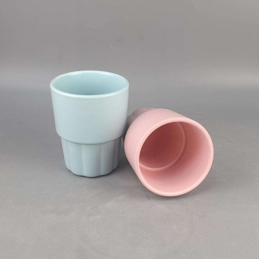 Simple Household Medium Temperature Ceramic Macaron Water Cup Mouthwash Cup Outdoor Picnic Cup Solid Color Ceramic Cup