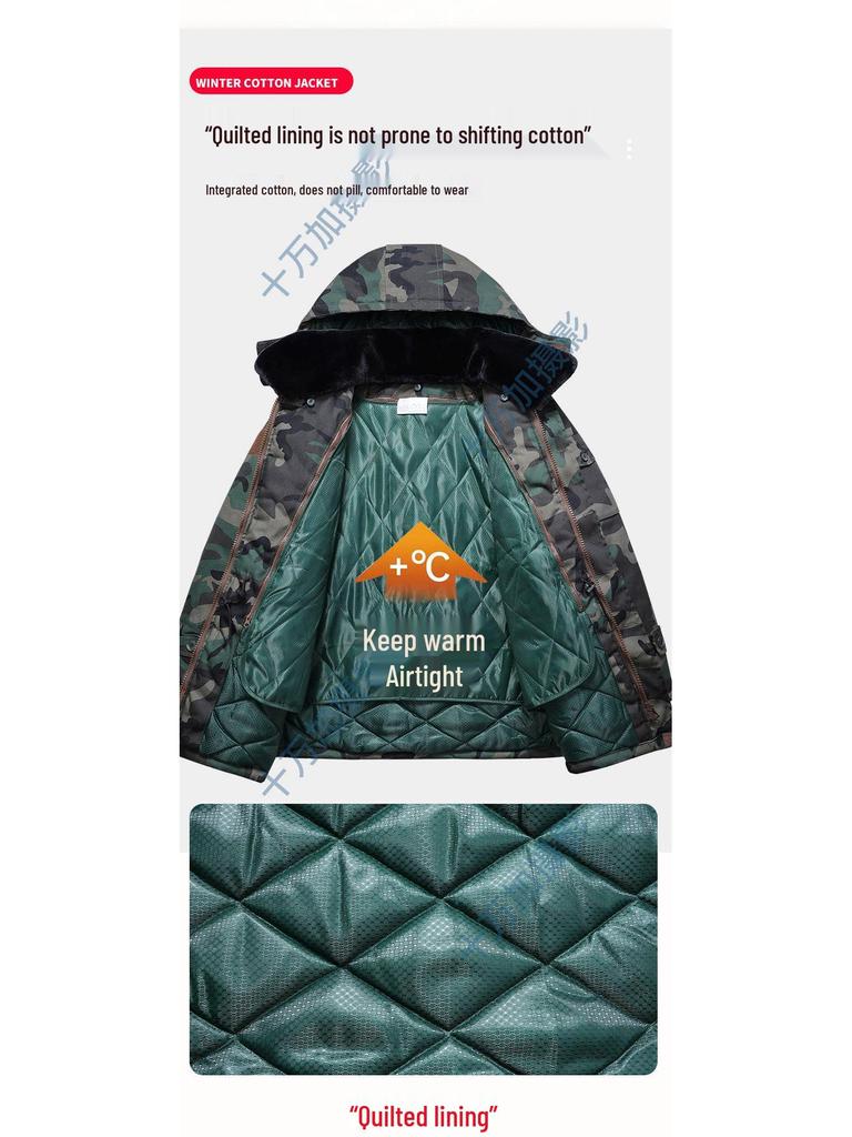 Men's Winter Camouflage Coat: Thick, Mid-Length, Cold-Resistant, Plus Size Cotton Jacket