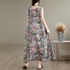 DIMANAF New 2026 Women Plus Size Summer Lady Long Dress Vest Sleeveless Pockets Loose Oversize Maxi Floral Print Sundress Beach Clothing