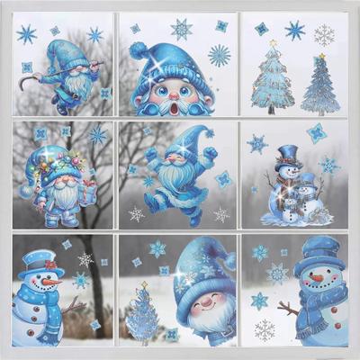 Glitter Zilveren Kerststickers Kerstman Kabouter Sneeuwpop Kerstboom Glasraamstickers Vrolijk Kerstfeest Nieuwjaarsfeest Decor