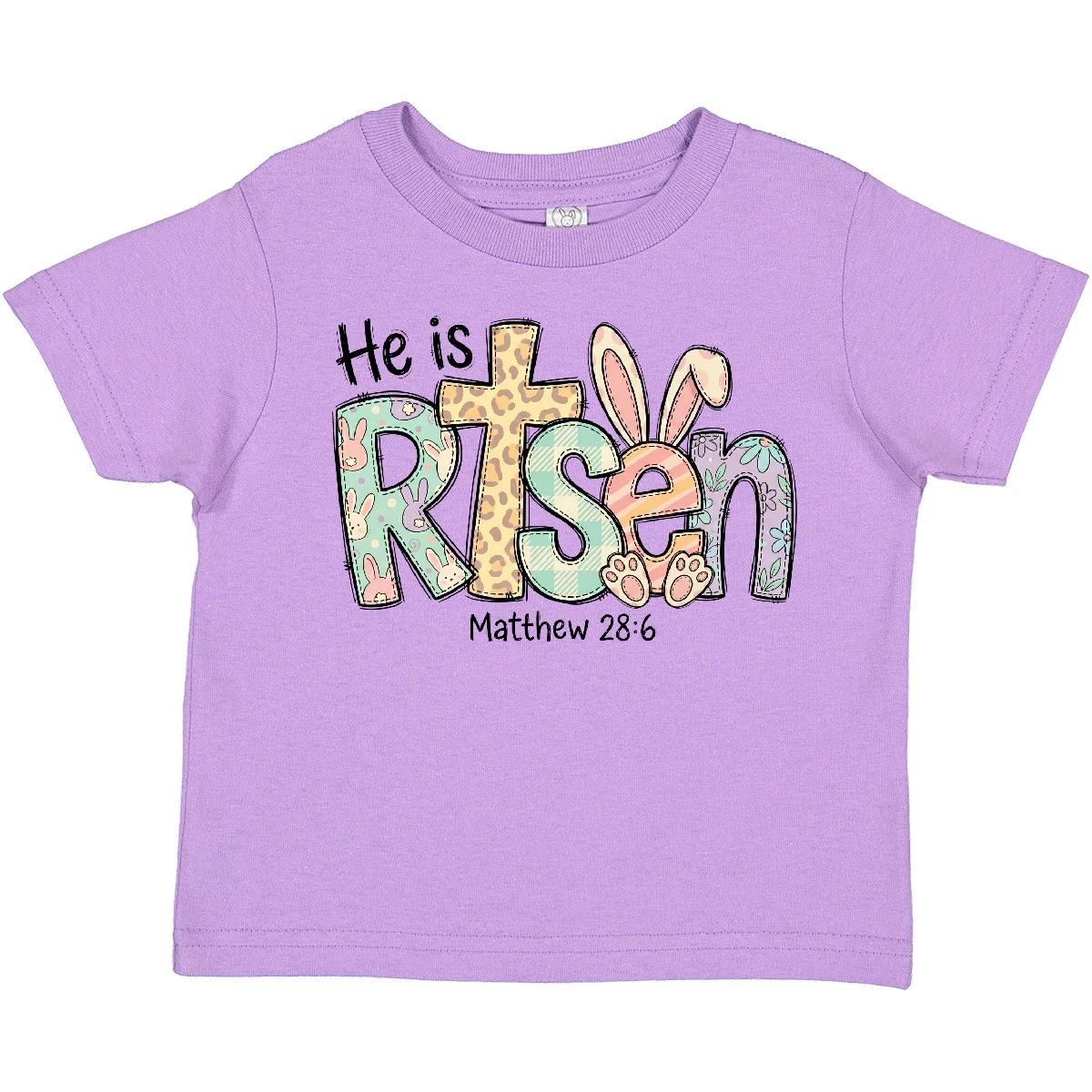 Inktastic He Is Risen Easter Bunny Cross Toddler kids boys T-Shirt Christian Religious Kid 140