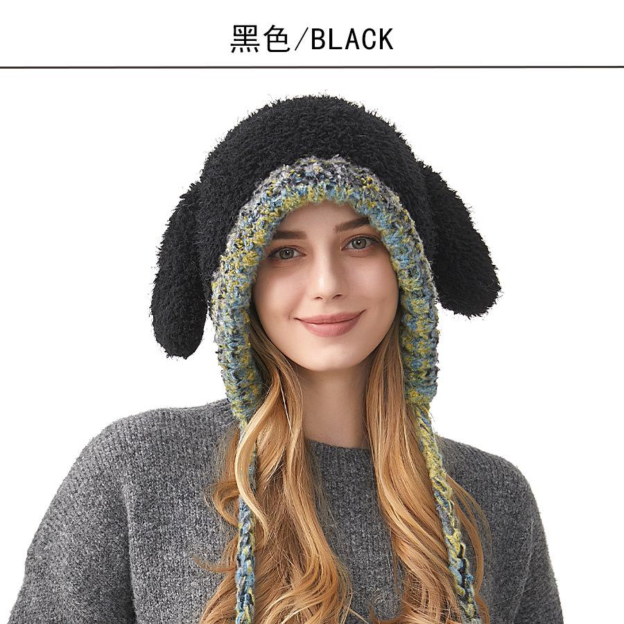 Knitted Hat Ladies Winter Outdoor Ear Protection Warm Hat Cartoon Rabbit Ears Wool Hat Tide
