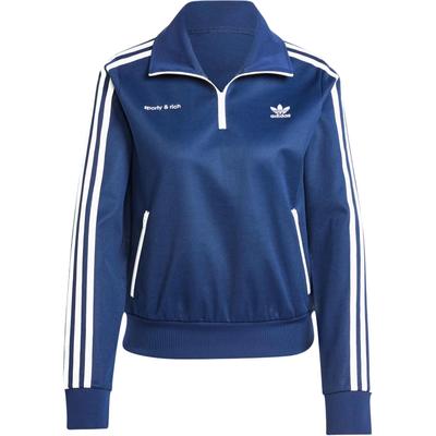 adidas Originals Sporty & Rich Collaboration SS24 Brand Logo Retro Sports Stand Collar Comfortable Fashion Striped Long Sleeve Jacket JD3770