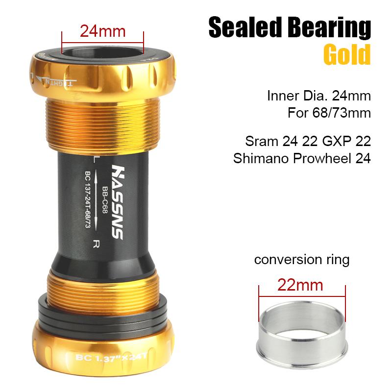 HASSNS Bike Bottom Bracket Ceramics Mtb BB68 Hollowtech Carriage Central Movement for Mountain Bike Crank Crankset Cycling Botto
