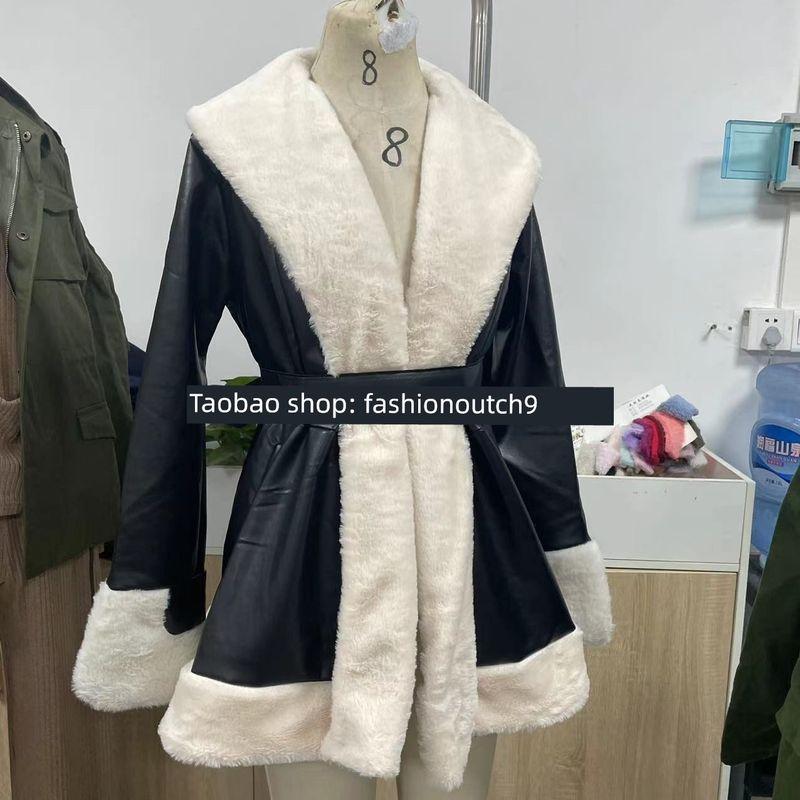 

2024 ЖЕНСКАЯ ПОЯСНАЯ КУРТКА ИЗ ИМИТАЦИИ КРОЛИЧЬЕГО МЕХА Black and White M