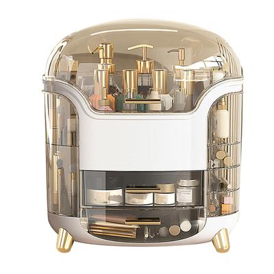 Cosmetic Box Large Capacity Compartment Storage Rotatable Waterproof Transparent Vertical Makeup