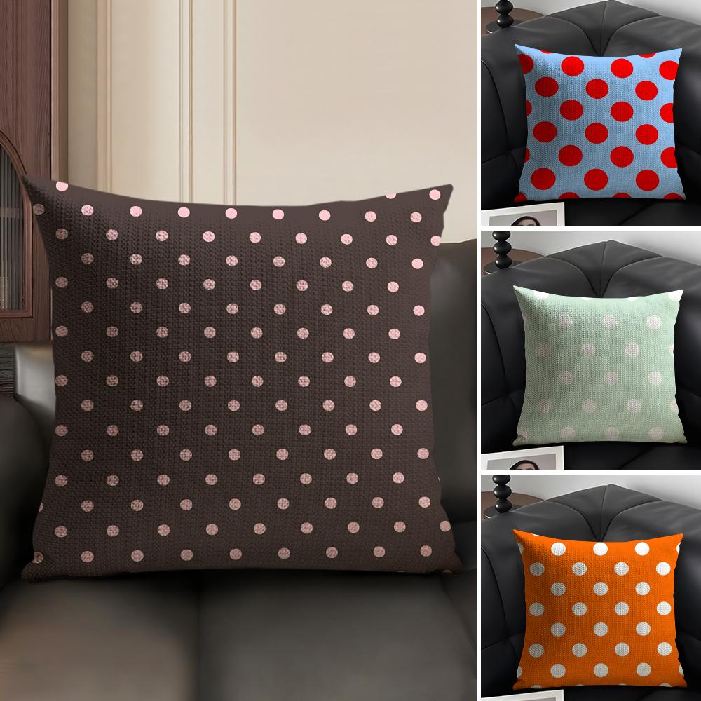 Polka Dots Ins Cushion Cover Natural Linen Organic Fabric Double-Sided Printing Sofa Home Decor Gift Pillow Case