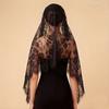 Velo di Pizzo Rete ad Alta Densità Forma Rigida Accessorio per Capelli da Sposa con Raffinati Bordi Floreali Aspetto Retrò Elegante per Matrimoni Halloween Gotico
