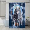 Wolf Dreamcatcher Shower Curtain Native American Art Feather Design Spiritual Decor Waterproof Fabric Bath Curtain Set Home