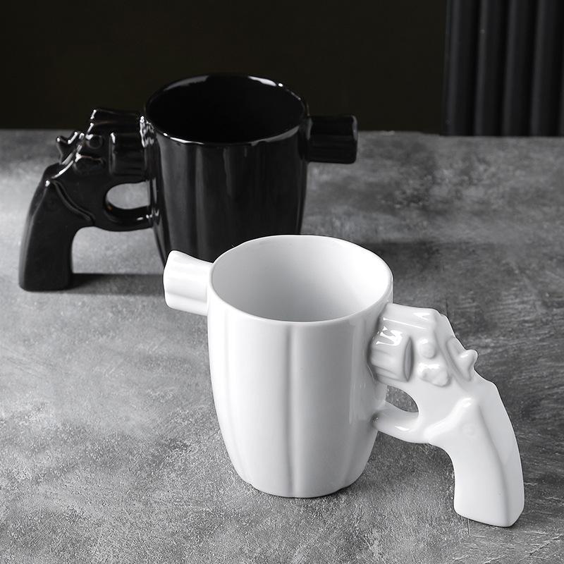 Military Style Explosion-Proof Ceramic Mug: Creative Revolver-Shaped Coffee Cup with Large Capacity