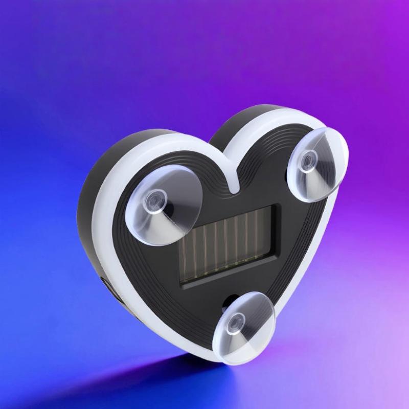 1 Set Heart-Shaped Rgb-Free Color-Changing Interior Wiring Free Atmosphere Light Solar-Powered Led Car Window Neon Lights