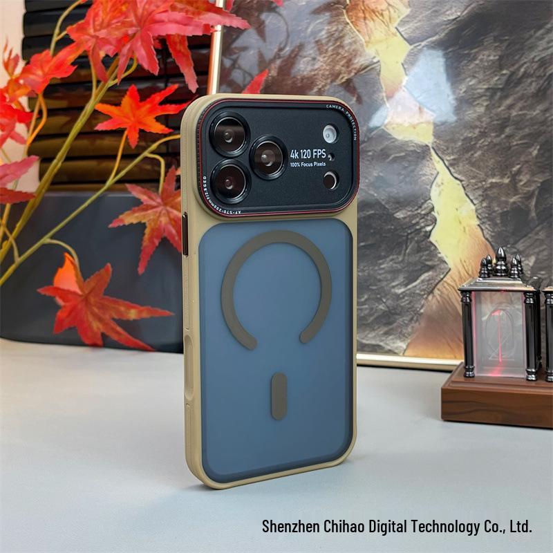 Matte Lycra Magnetic Skin for iPhone 17 Pro Max: Full-Coverage, Drop-Proof Case 17 пустынный/золотой