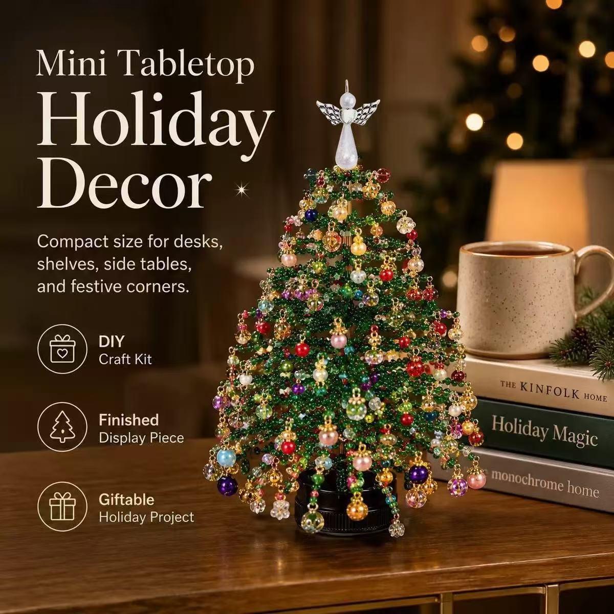 Sada na výrobu vianočného stromčeka z korálikov - Ručne vyrábaná sada na korálkovanie DIY Christmas Tree Set + English Manual + Gift Box brown