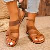 Fashion New Fashion Cross Flat Comfort Sandals Round Toe Open Toe Plus Size Buckle Strap Lightweight Soft Sole Roman Sandals
