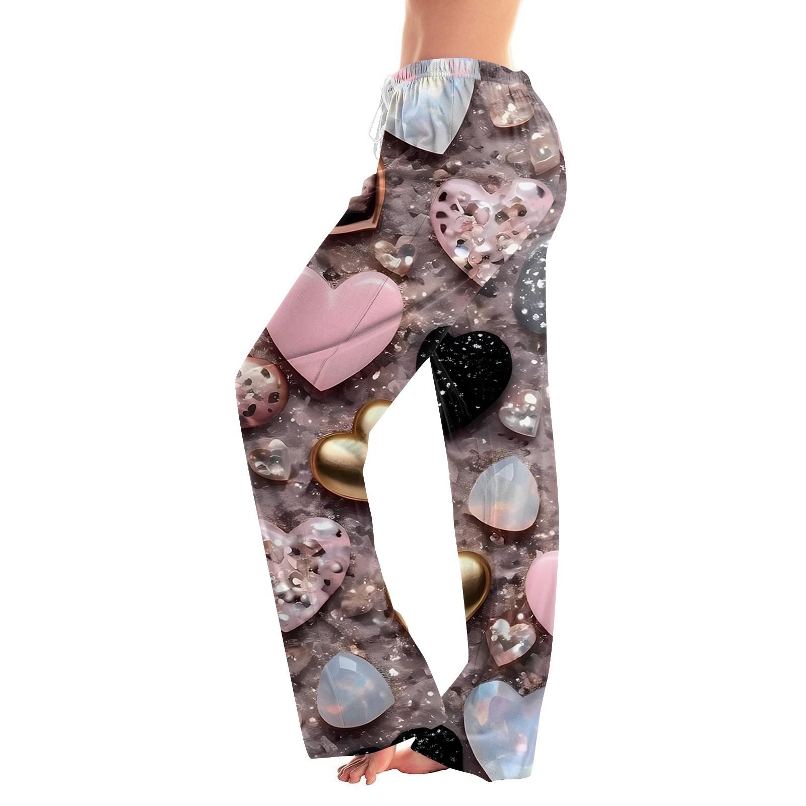 

Женские повседневные прямые брюки с принтом в виде сердца ко Дню святого Валентина XL