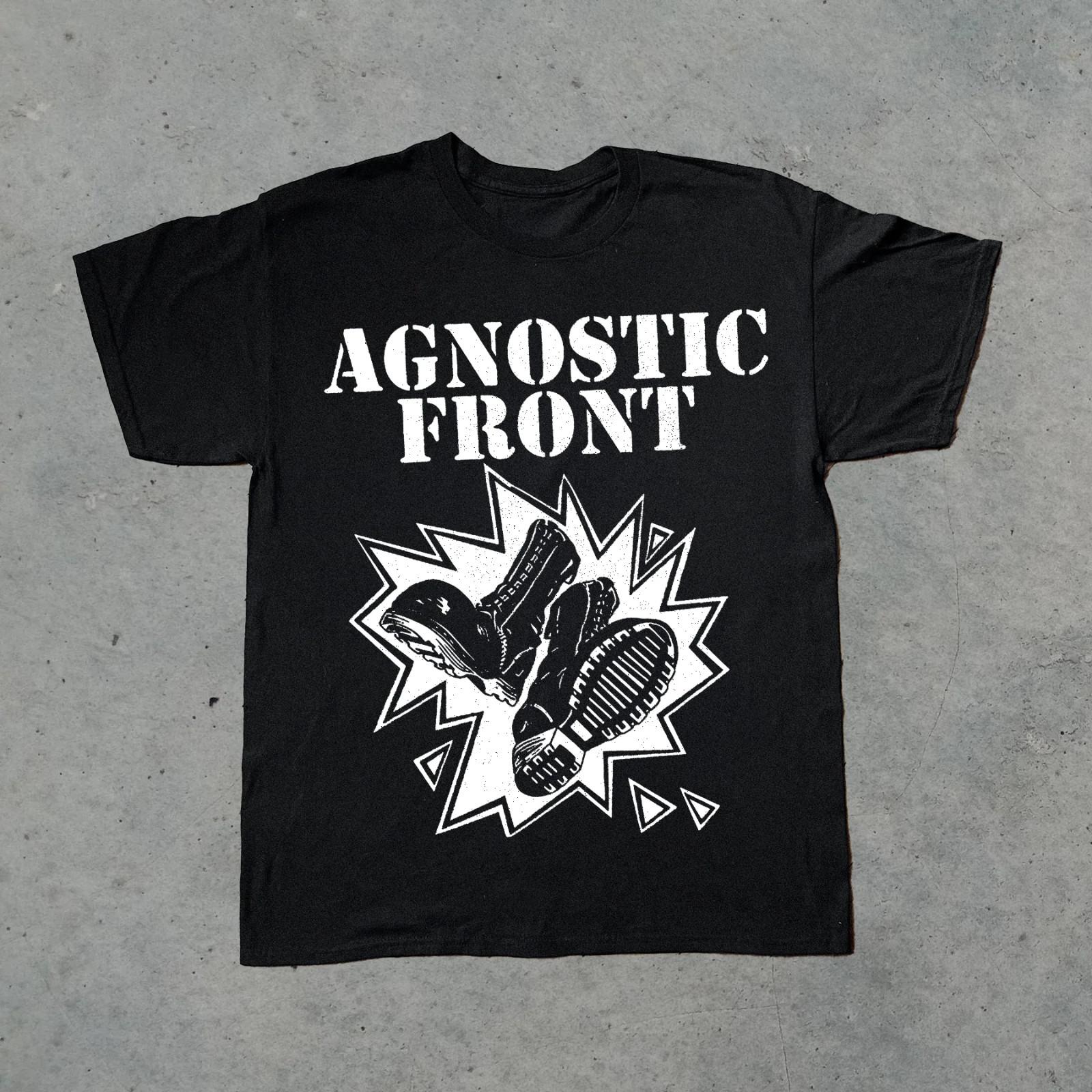 VTG AGNOSTIC FRONT Band Short Sleeve Cotton Black T Shirt UR582 M
