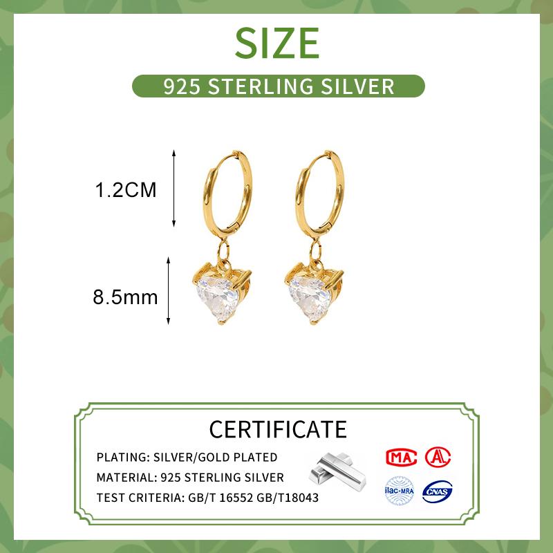 PONYKISS  Silver Heart Zircon Hoop Earrings for Women Party Trendy Fine  Minimalist Accessories
