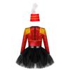 Kids Honor Guard Costume Long Sleeve Tassel Shoulder Zipper Tutu Leotard Feather Hat Ceremonial Dress Up Outfit
