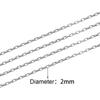 2meters Dia 2mm Box Bracelet Chains Never Fade PVD Stainless Steel Necklace Chains Bulk Lot for Diy Jewelry Making Accessories